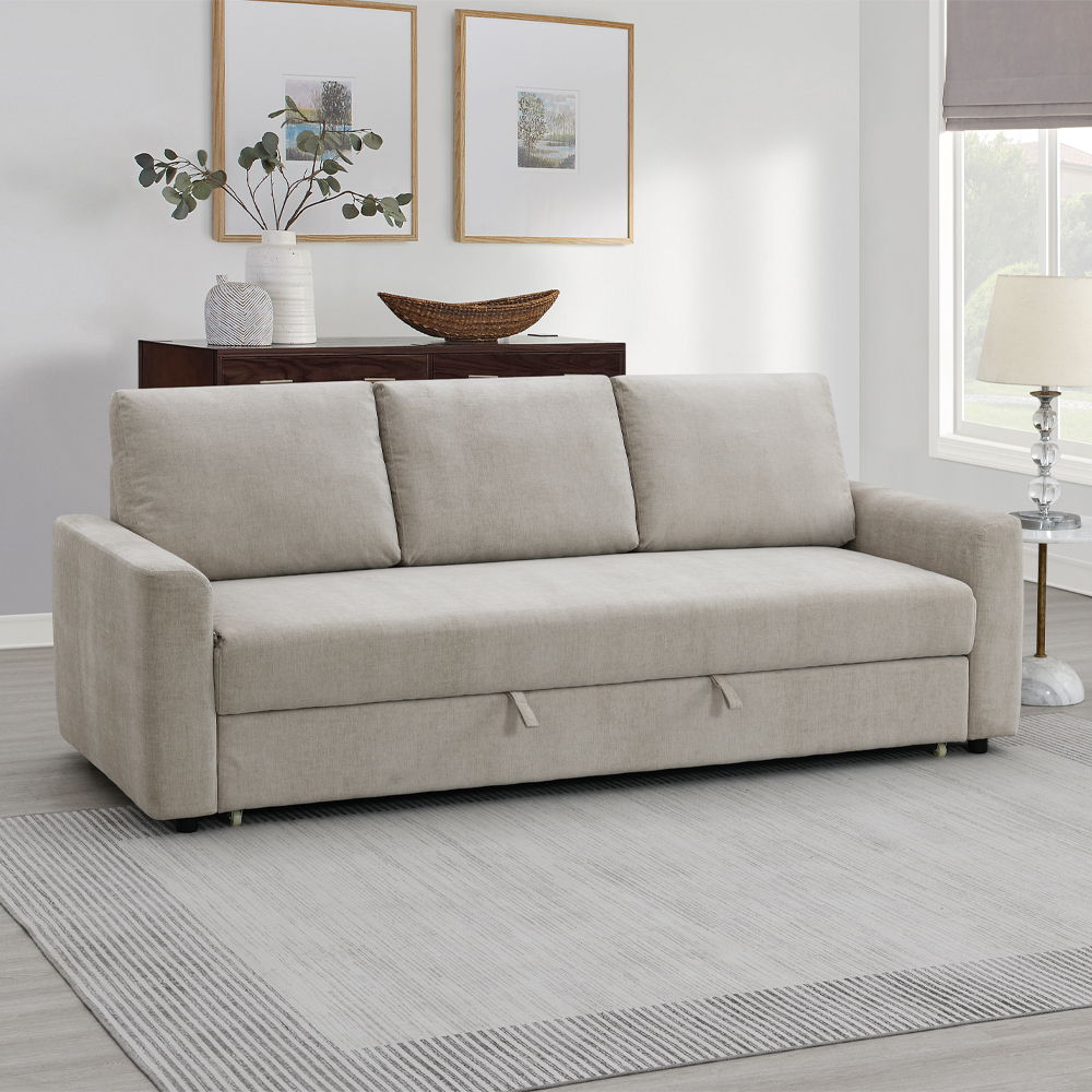 Leira - Sofa With Sleeper - Beige Linen