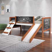 Aurea - Twin Loft Bed With Slide - Cherry Oak & White