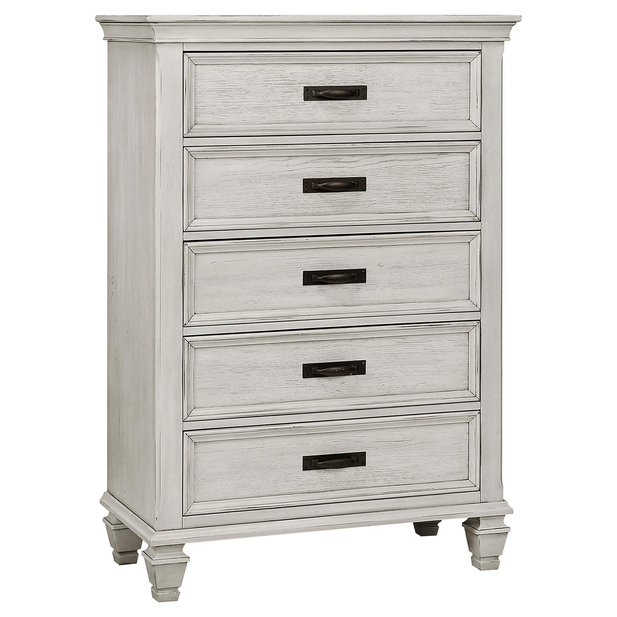 Franco 5-piece Eastern King Bedroom Set Distressed White