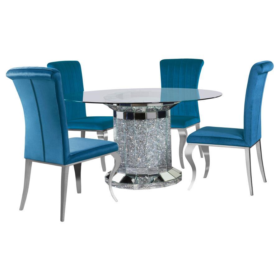 Coaster Fine Furniture Ellie - Mirrored Pedestal Dining Table Set | Meri Furniture