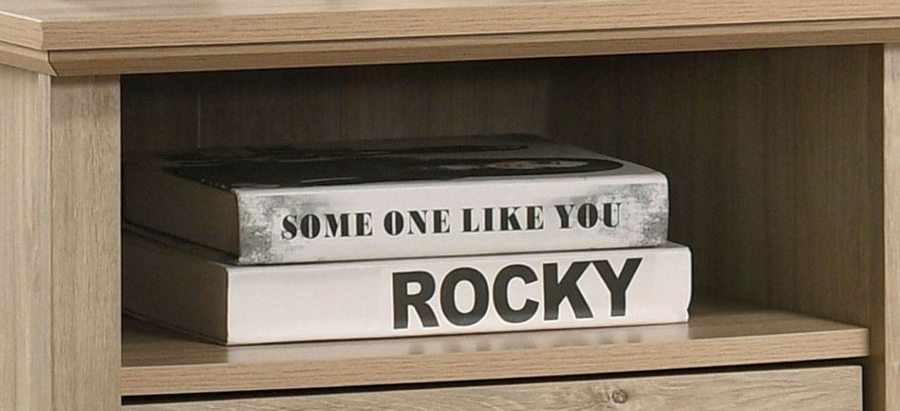 Elara 22"W Light Oak Finish 2-Drawer Nightstand Bedside Table with USB Charging  Ports