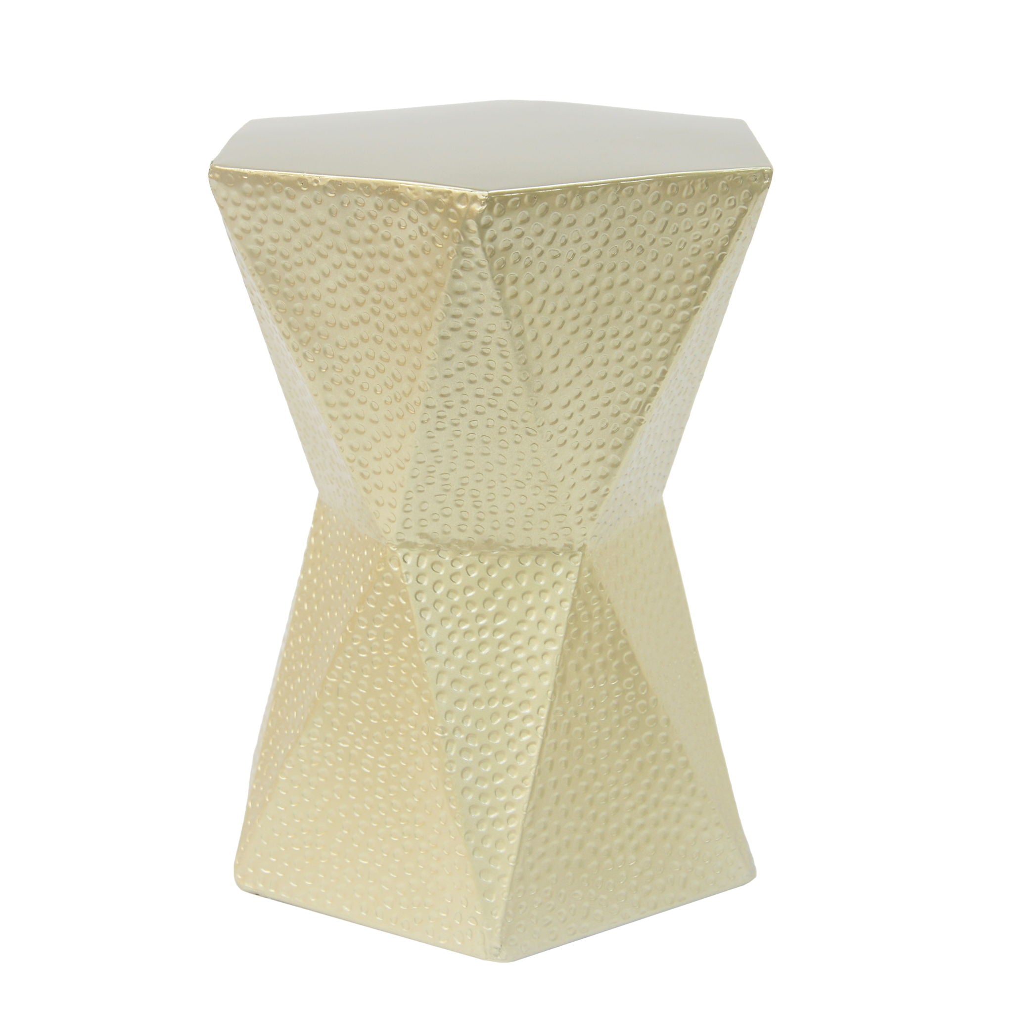 Modern Hexagon Side Table With Knockout Pit Texture - Gold