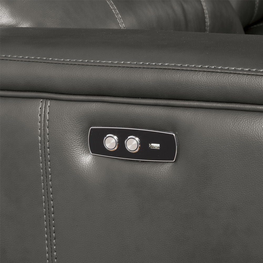 ACME Saul - Sectional Sofa - Gray Leather-Aire | Meri Furniture