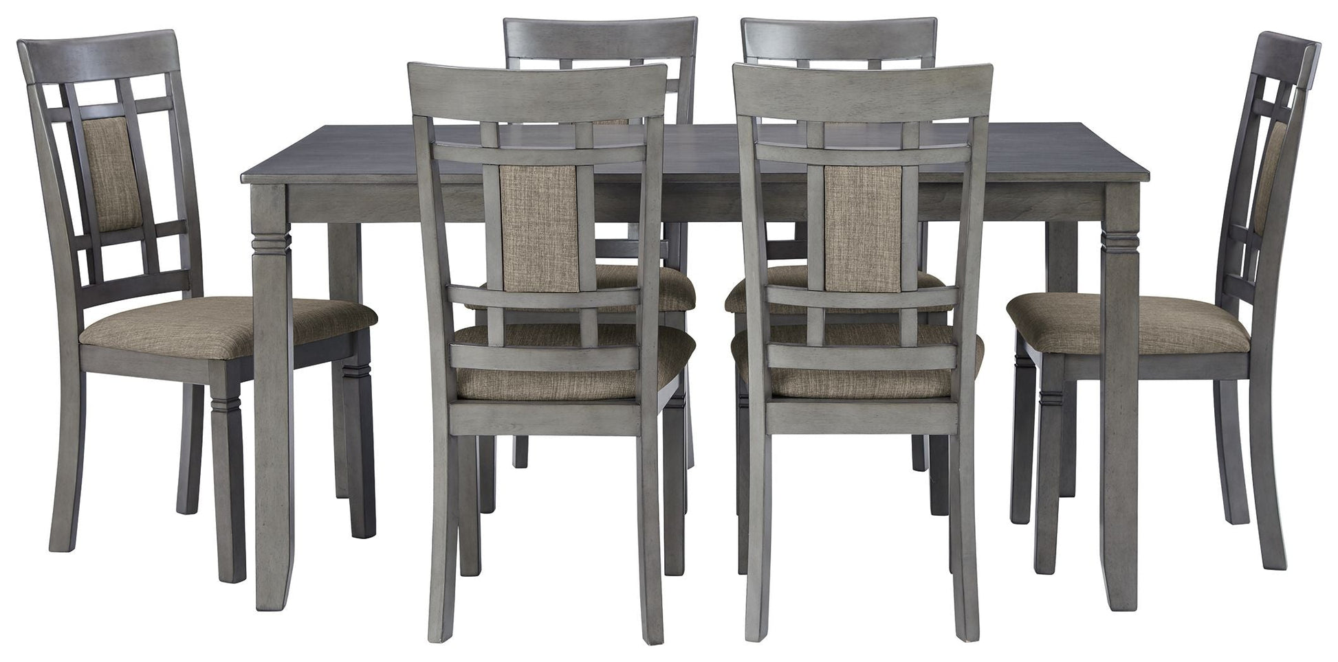 Ashley Furniture Jayemyer - Charcoal Gray - Rect Drm Table Set (Set of 7) | Meri Furniture