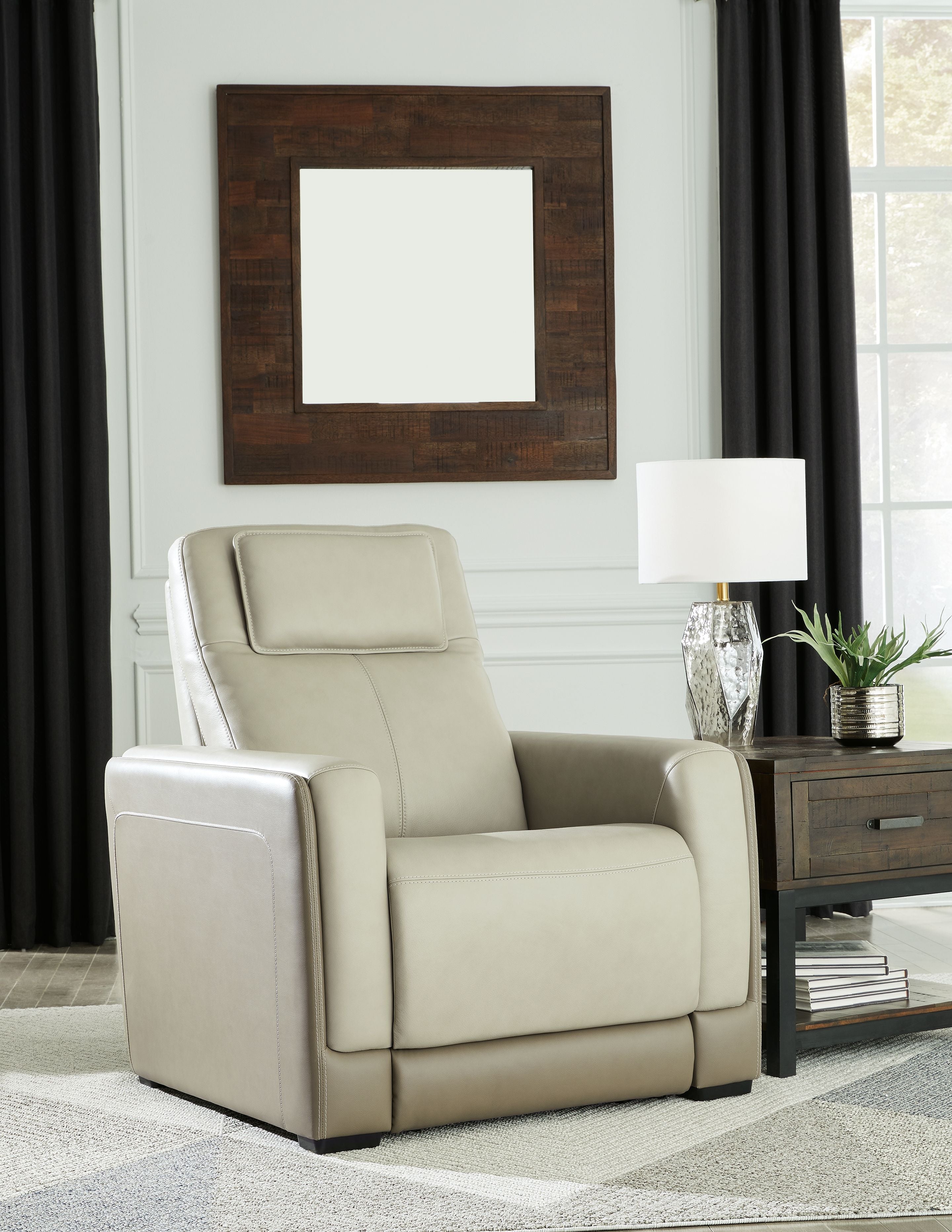 Signature Design by Ashley® Battleville - Almond - Pwr Recliner/Adj Headrest | Meri Furniture