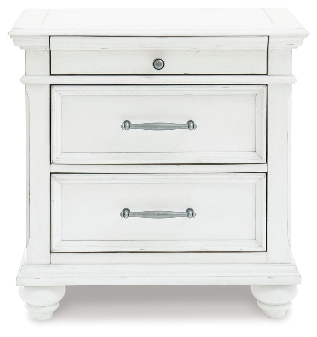 Kanwyn - Whitewash - Three Drawer Night Stand