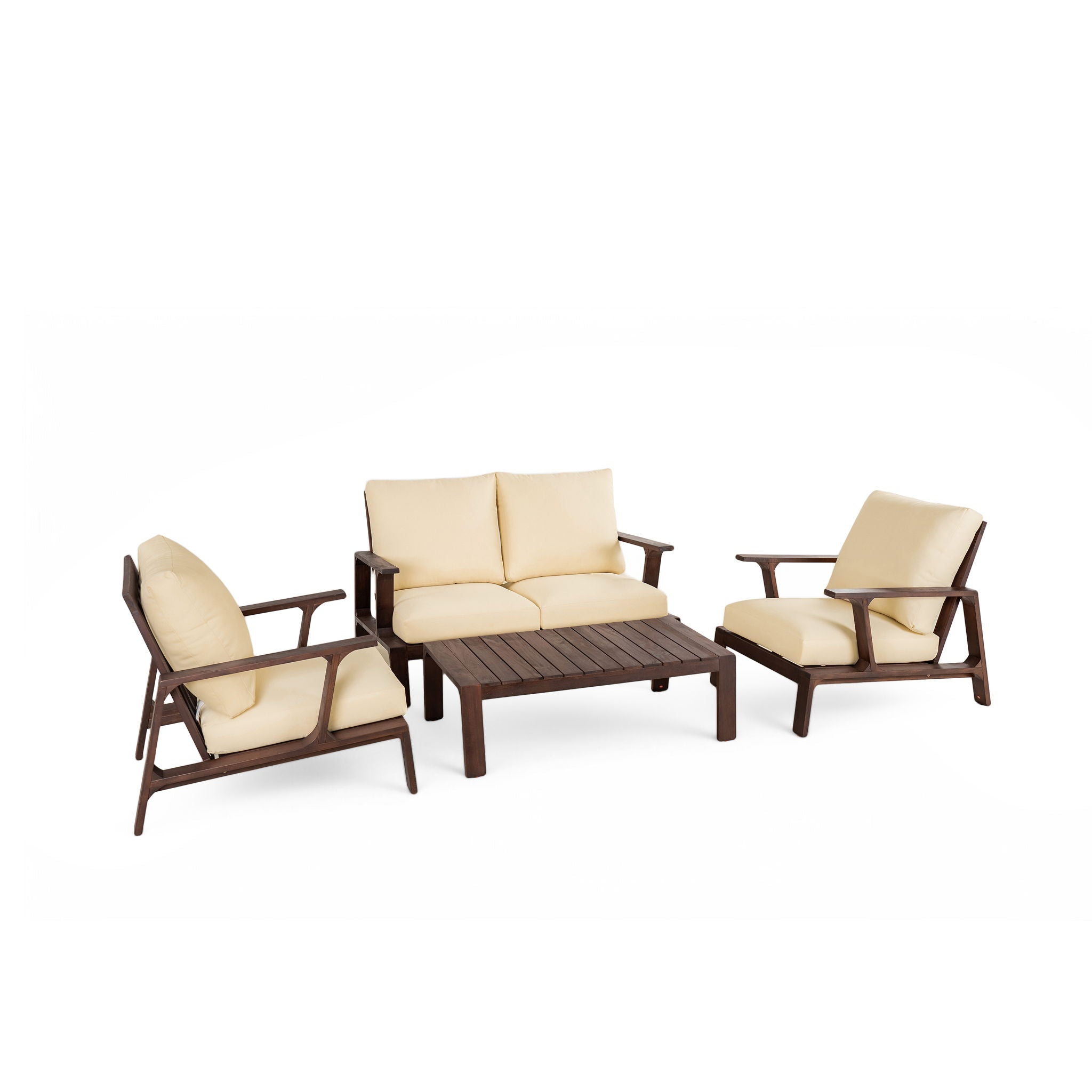 4 Piece Outdoor Sofa Set With Cushions And Coffee Table