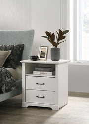 Elara 22"W White 2-Drawer Nightstand Bedside Table with USB charging  Ports