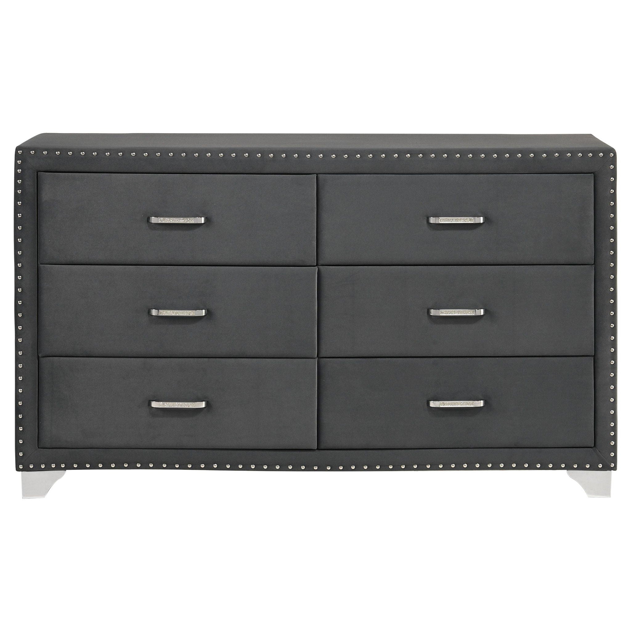 Melody 6-drawer Upholstered Dresser Grey