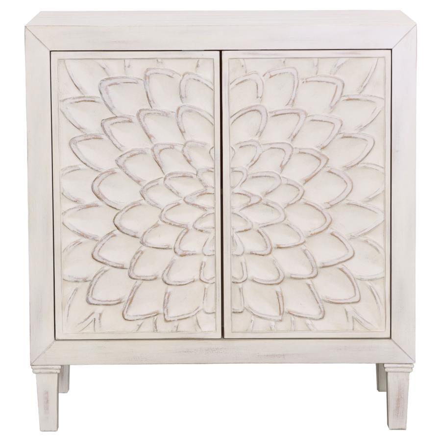 Coaster Fine Furniture Clarkia - Accent Cabinet With Floral Carved Door - White | Meri Furniture