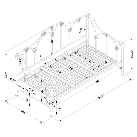 Halladay - Metal Twin Daybed - White
