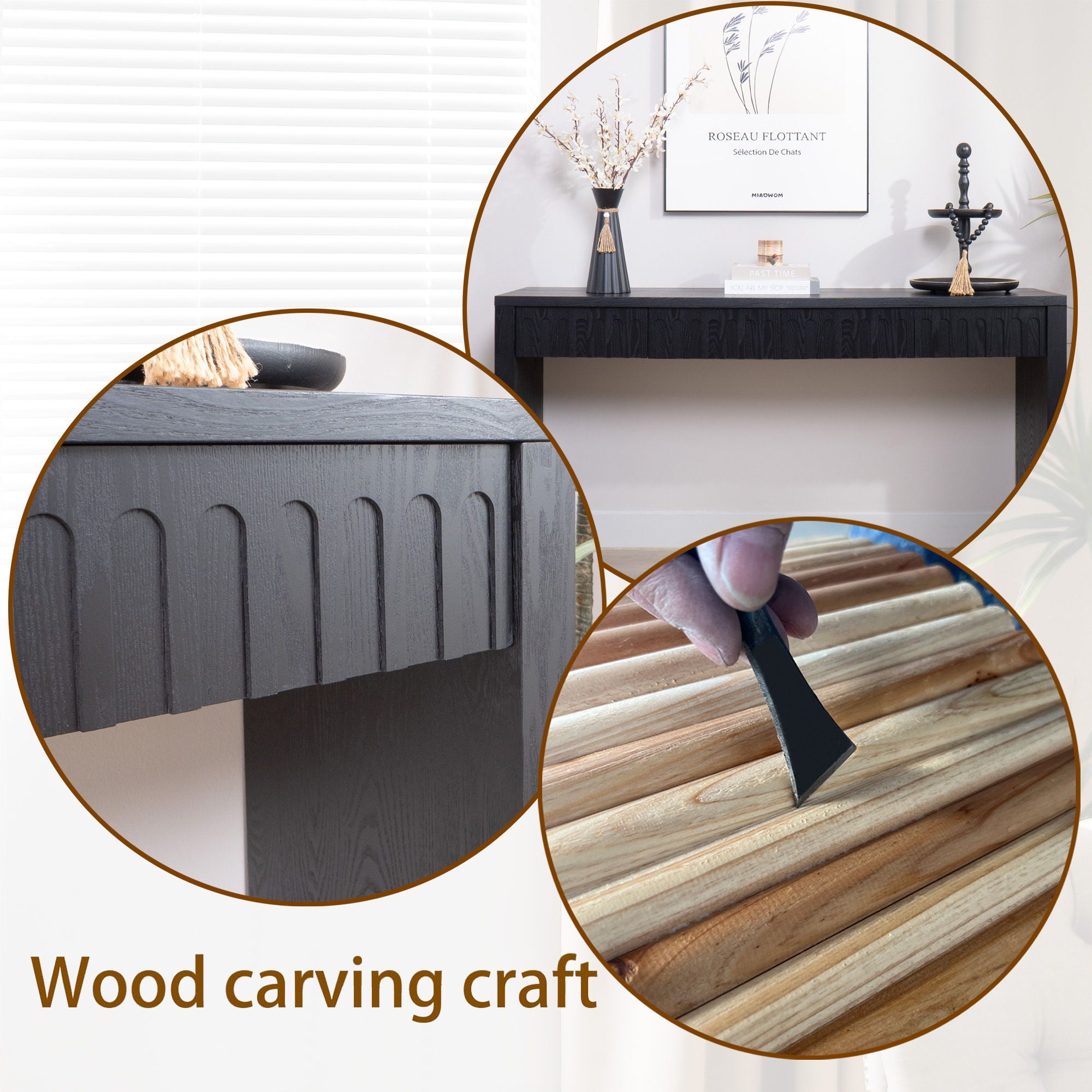 Modern Console Table With 4 Drawers, Entryway Table