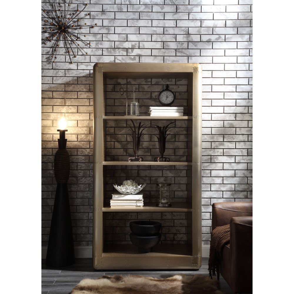 ACME Jennavieve - Bookshelf - Gold Aluminum | Meri Furniture