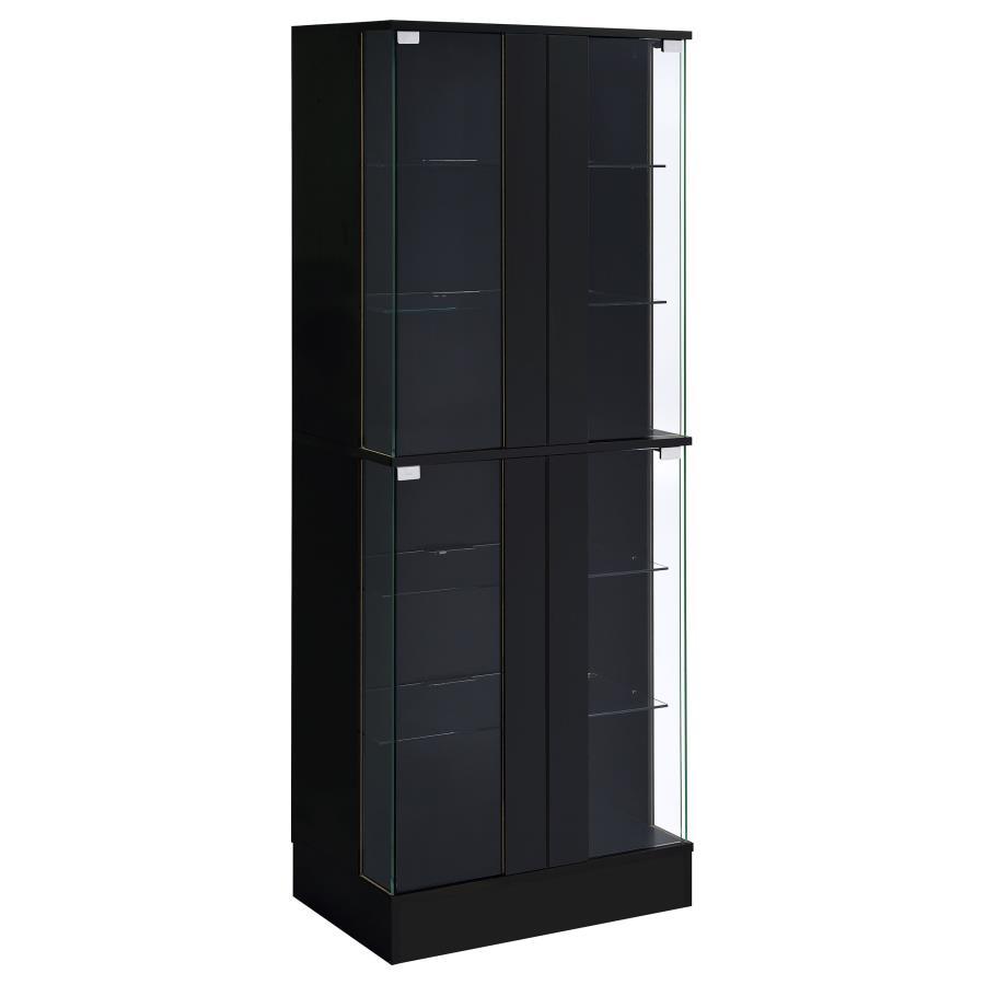 Coaster Fine Furniture Cabra - 4-door LED Curio Display Cabinet | Meri Furniture