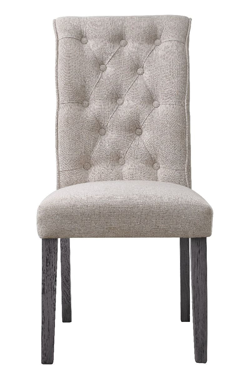 ACME Yabeina - Side Chair (Set of 2) - Beige Linen & Gray Finish | Meri Furniture