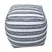 Lani - Handcrafted Fabric Pouf, Durable Cotton Square - Natural / Black