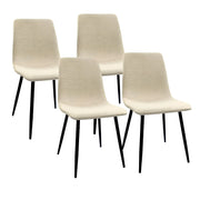 Modern Dining Table & Suede Chair Set WIth Rectangular Metal Base