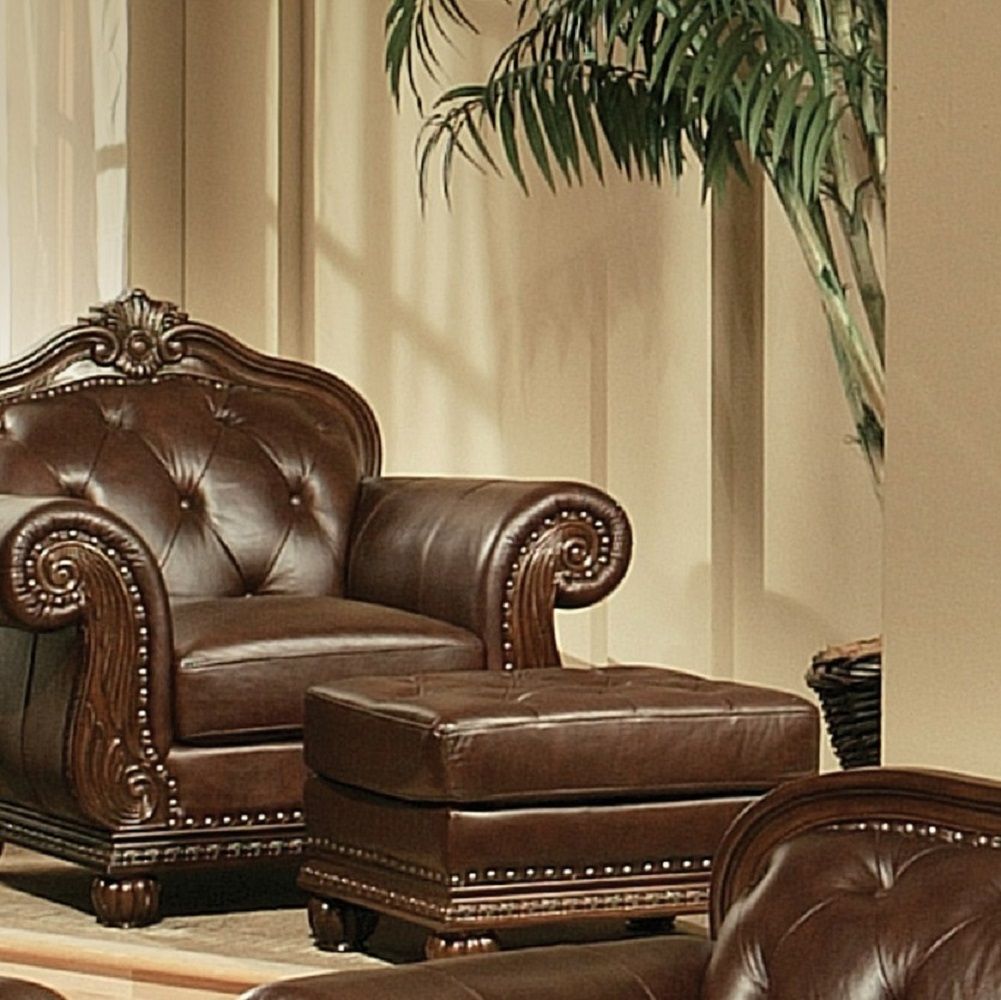 ACME Anondale - Ottoman - Espresso Top Grain Leather Match | Meri Furniture