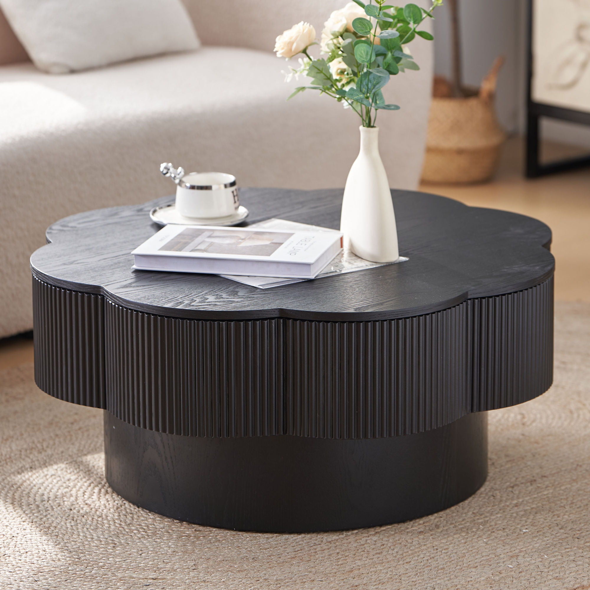 Modern Plum Blossom Shaped Coffee Table With Storage