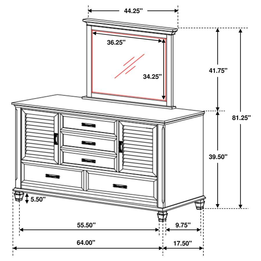 Coaster Fine Furniture Franco - 5-Drawer Dresser With Mirror | Meri Furniture
