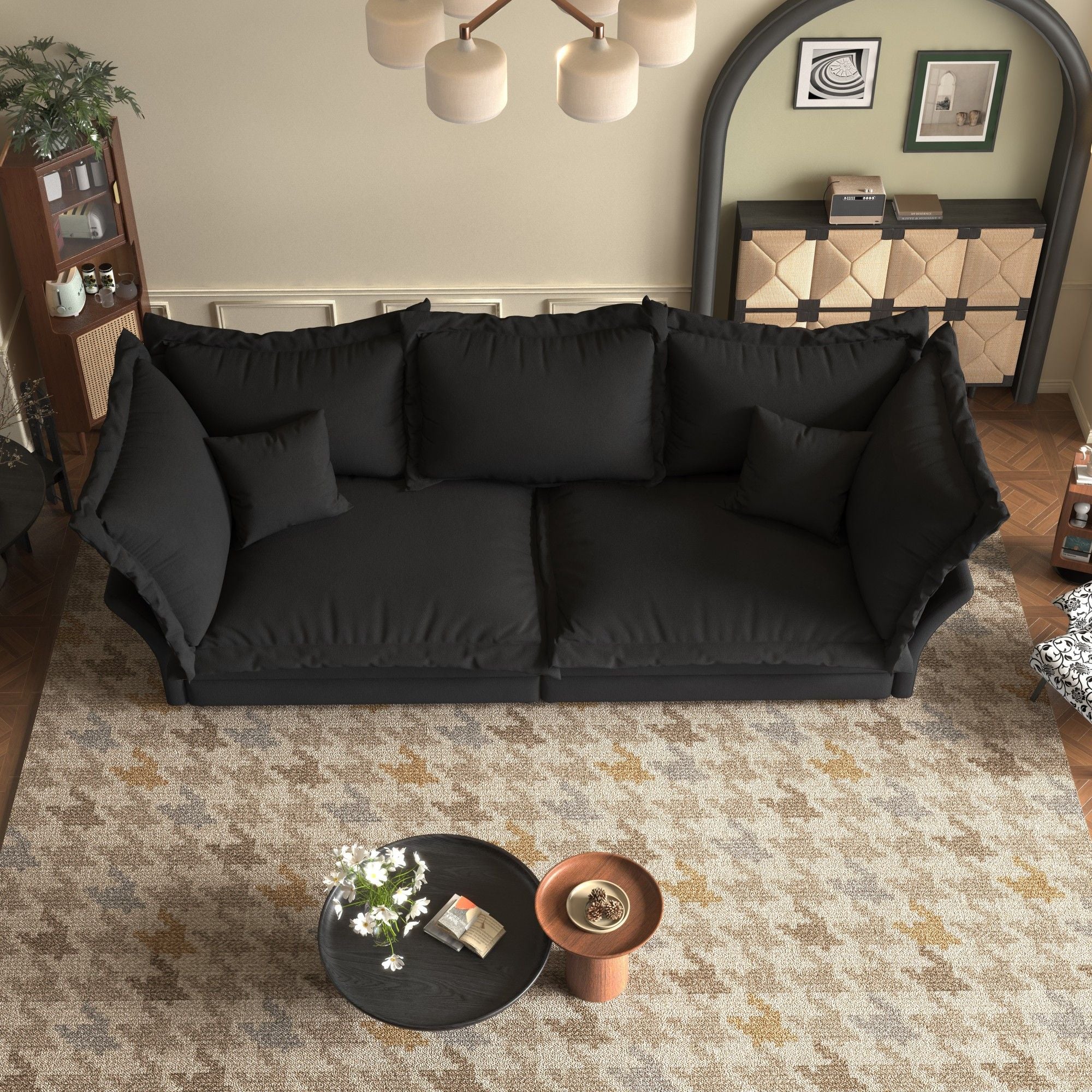 Modern Comfy Upholstered Sofa Cloud Couch, Deep Seat Couches With Multiple Large Soft Pillows