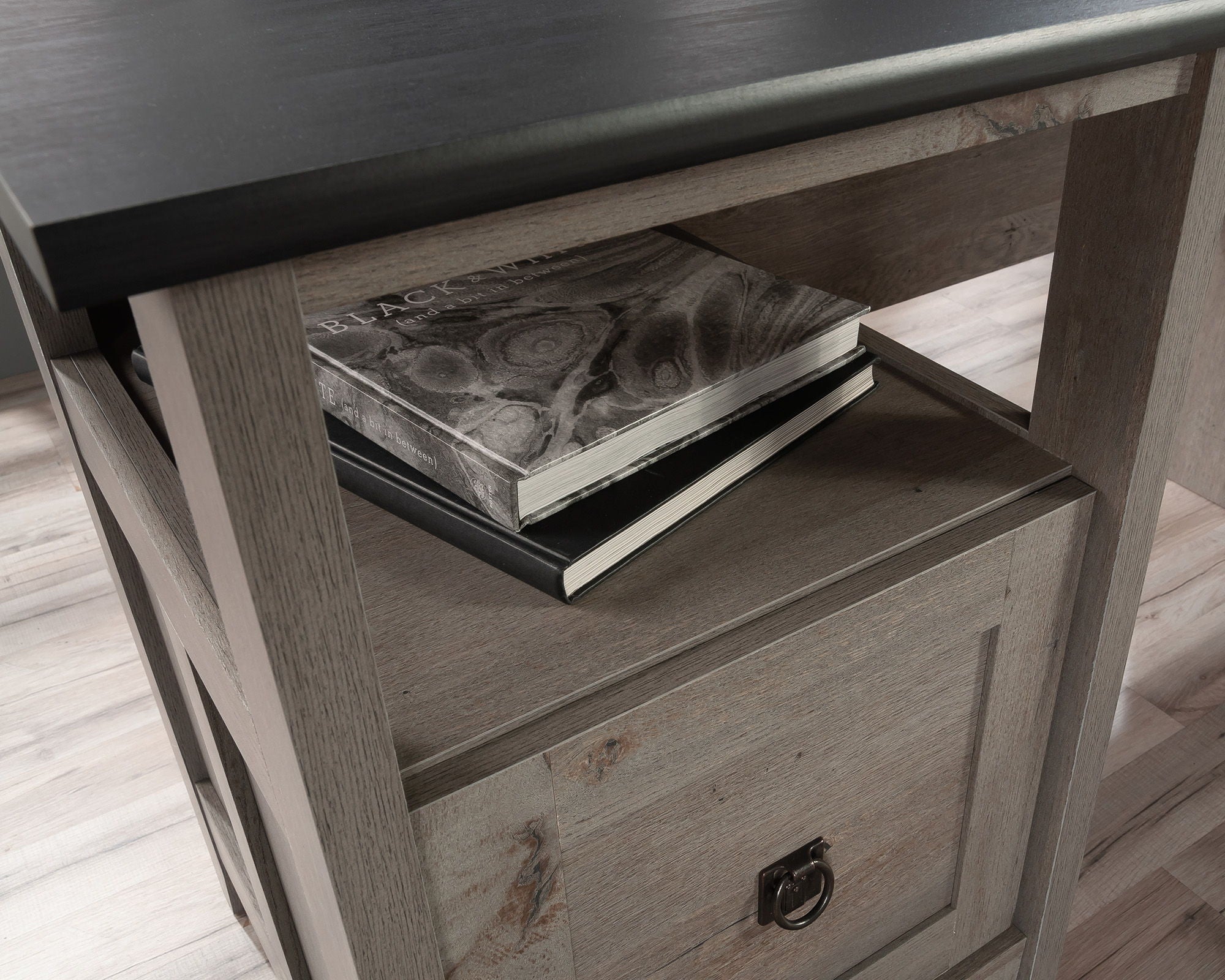 L-Shaped Home Office Desk in Mystic Oak