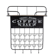 Floating Coffee Bar Shelf With Coffee Pod Holder, Hooks And Storage Shelf - Black