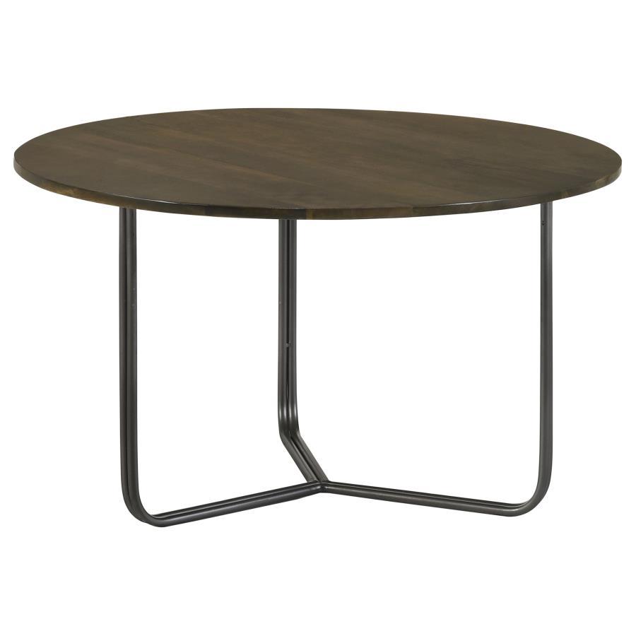 Coaster Fine Furniture Yaritza - Round Mango Wood Coffee Table - Natural And Gunmetal | Meri Furniture