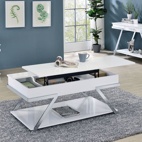 Furniture of America Titus - Coffee Table - White / Chrome | Meri Furniture
