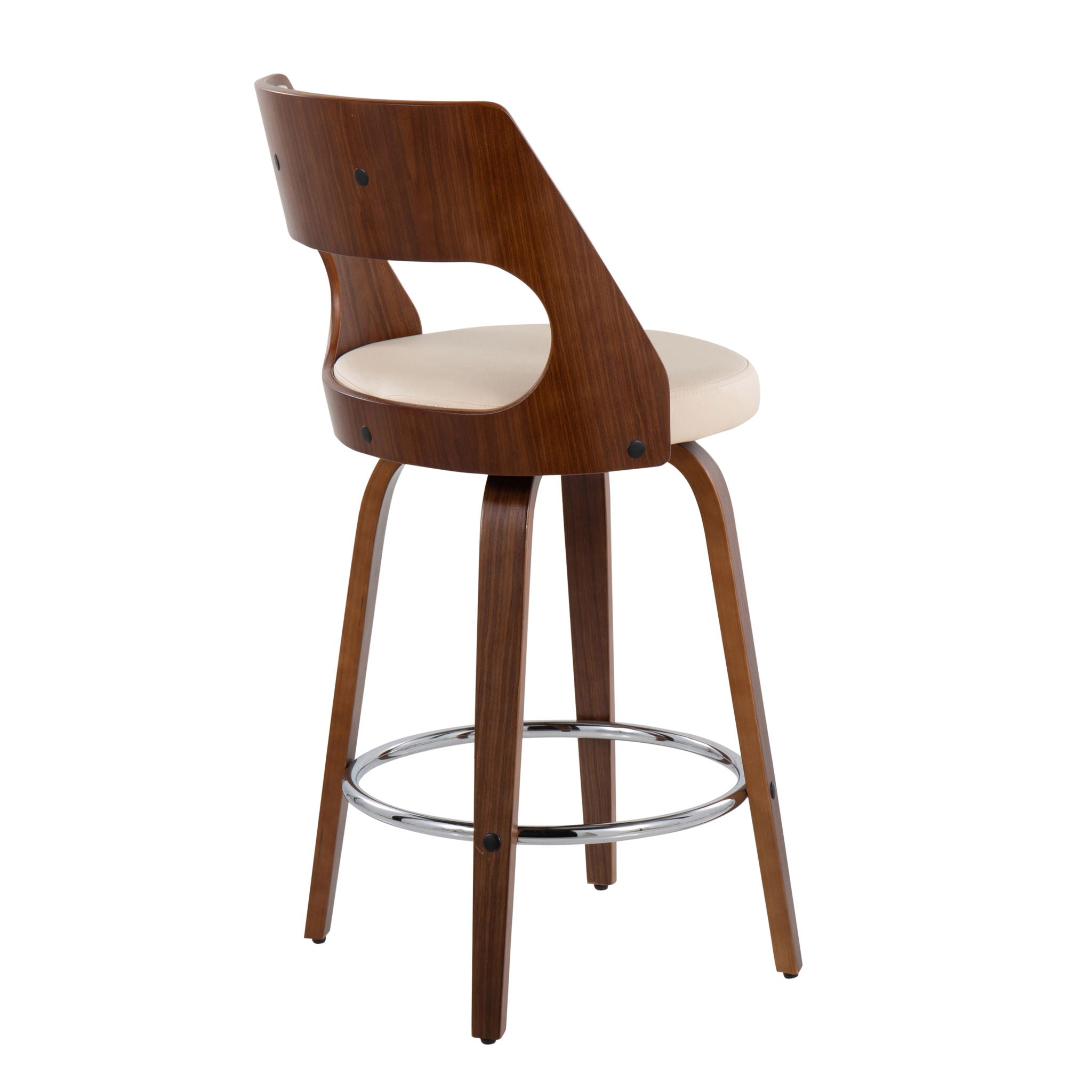 Cecina - Mid-Century Modern Fixed Height Counter Stool With Swivel And Round Footrest (Set of 2)