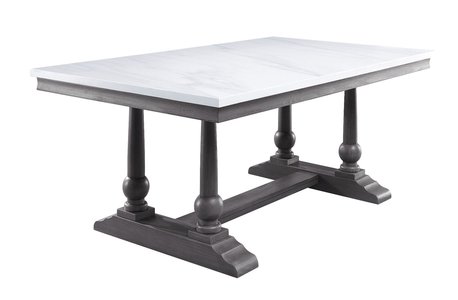 ACME Yabeina - Dining Table - Marble Top & Gray Oak Finish | Meri Furniture