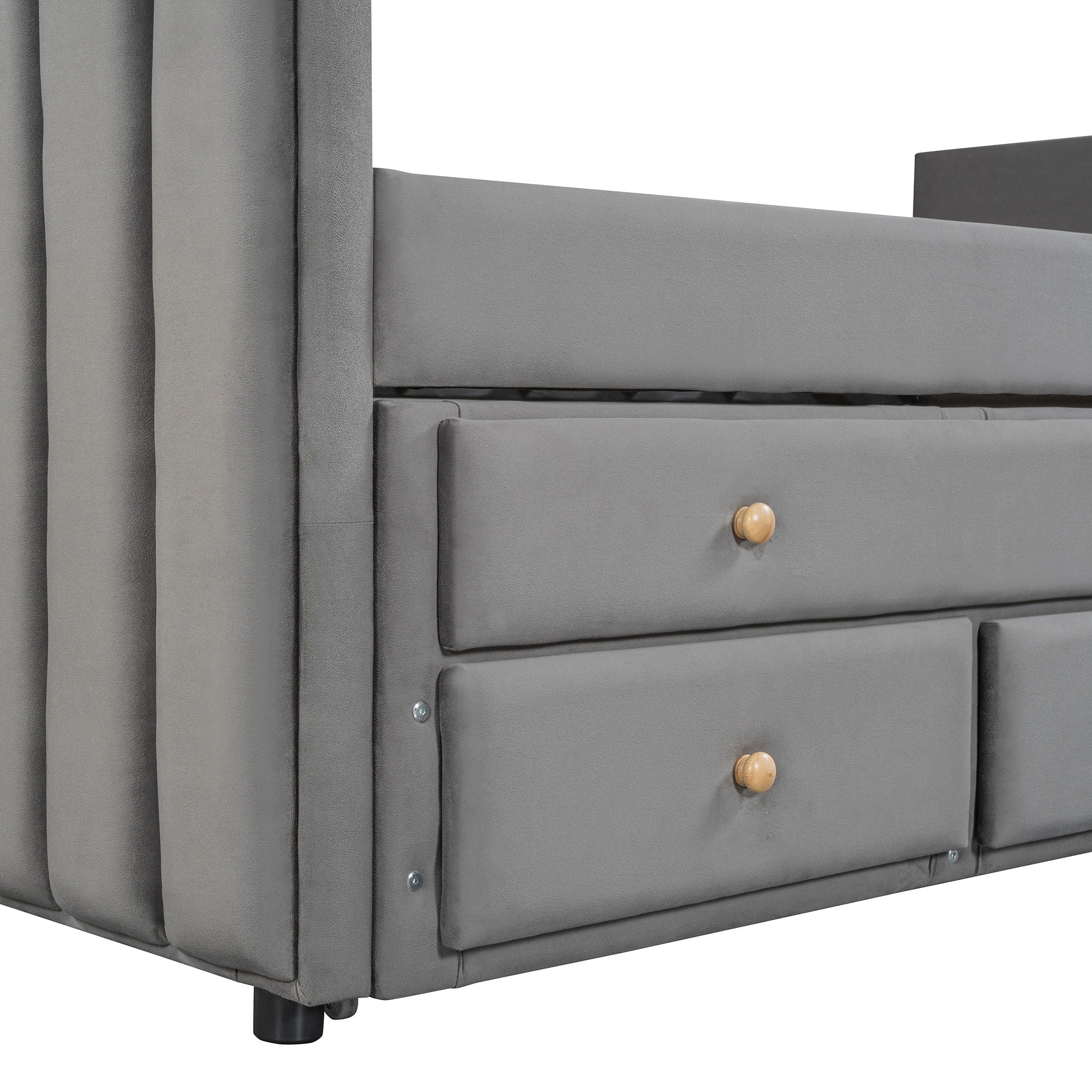 Upholstered Daybed With Trundle And Drawers