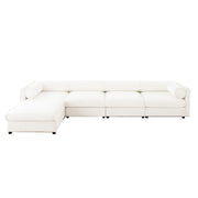 Contemporary Elegant White Chenille Sofa With Storage And Ottoman