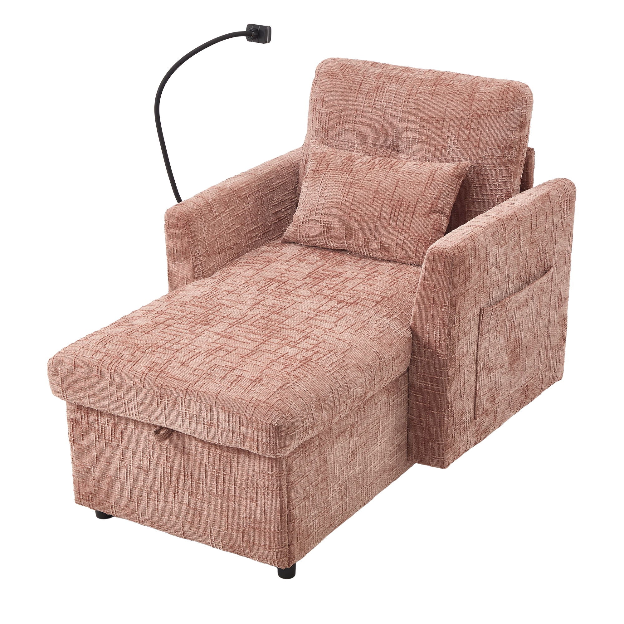 Multifunctional Chenille Recliner Sofa With Storage And Phone Bracket