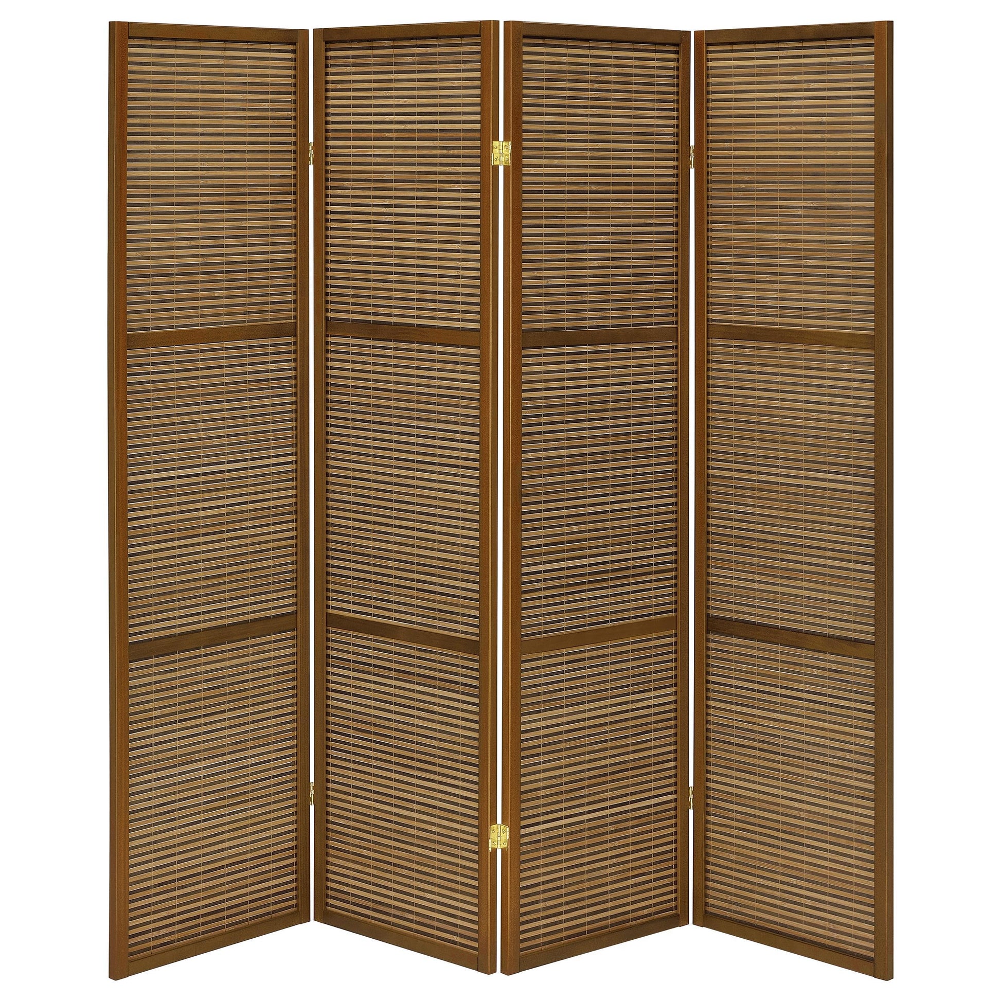 Coaster Fine Furniture Browning - 4-Panel Bamboo Room Divider Folding Screen - Walnut | Meri Furniture