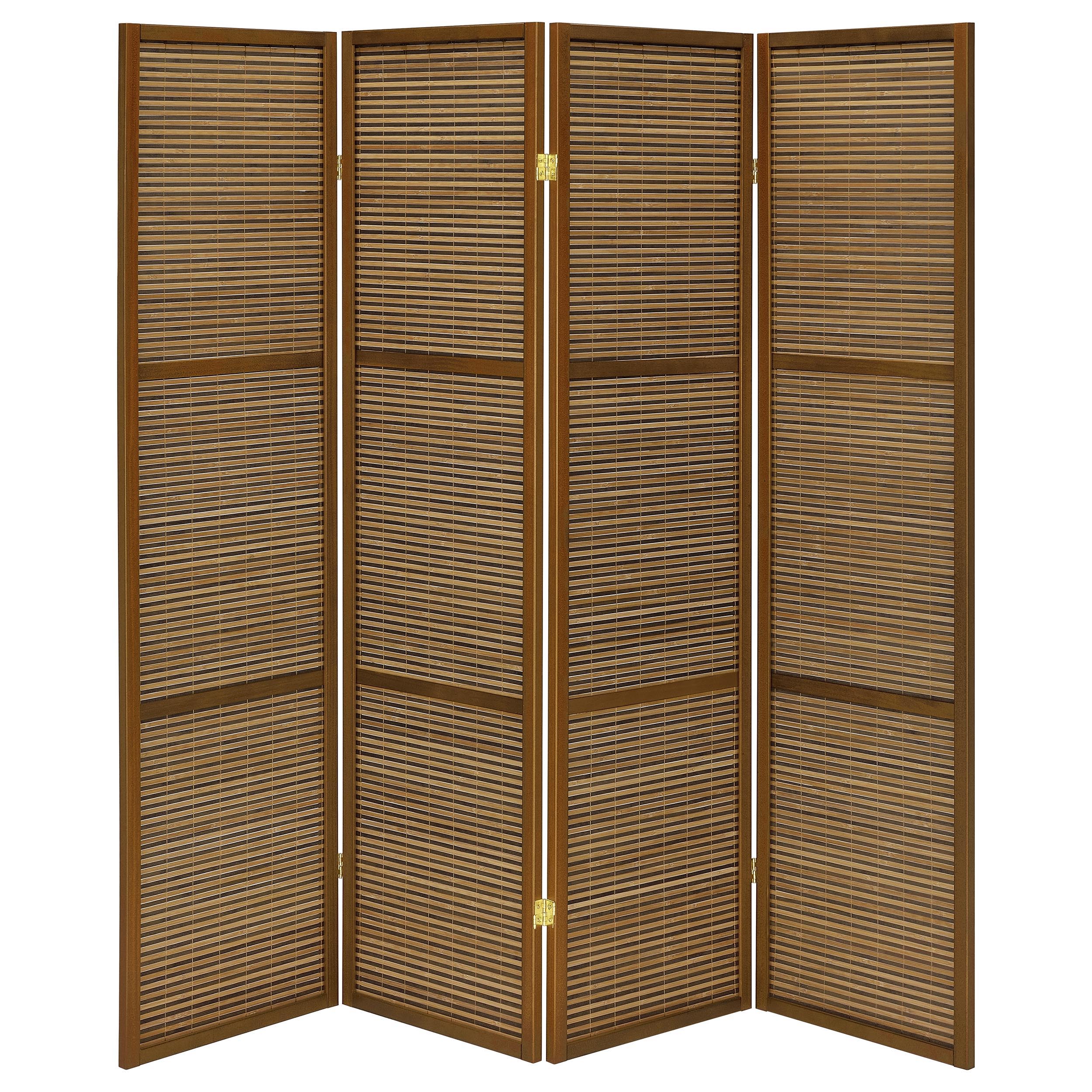Coaster Fine Furniture Browning - 4-Panel Bamboo Room Divider Folding Screen - Walnut | Meri Furniture