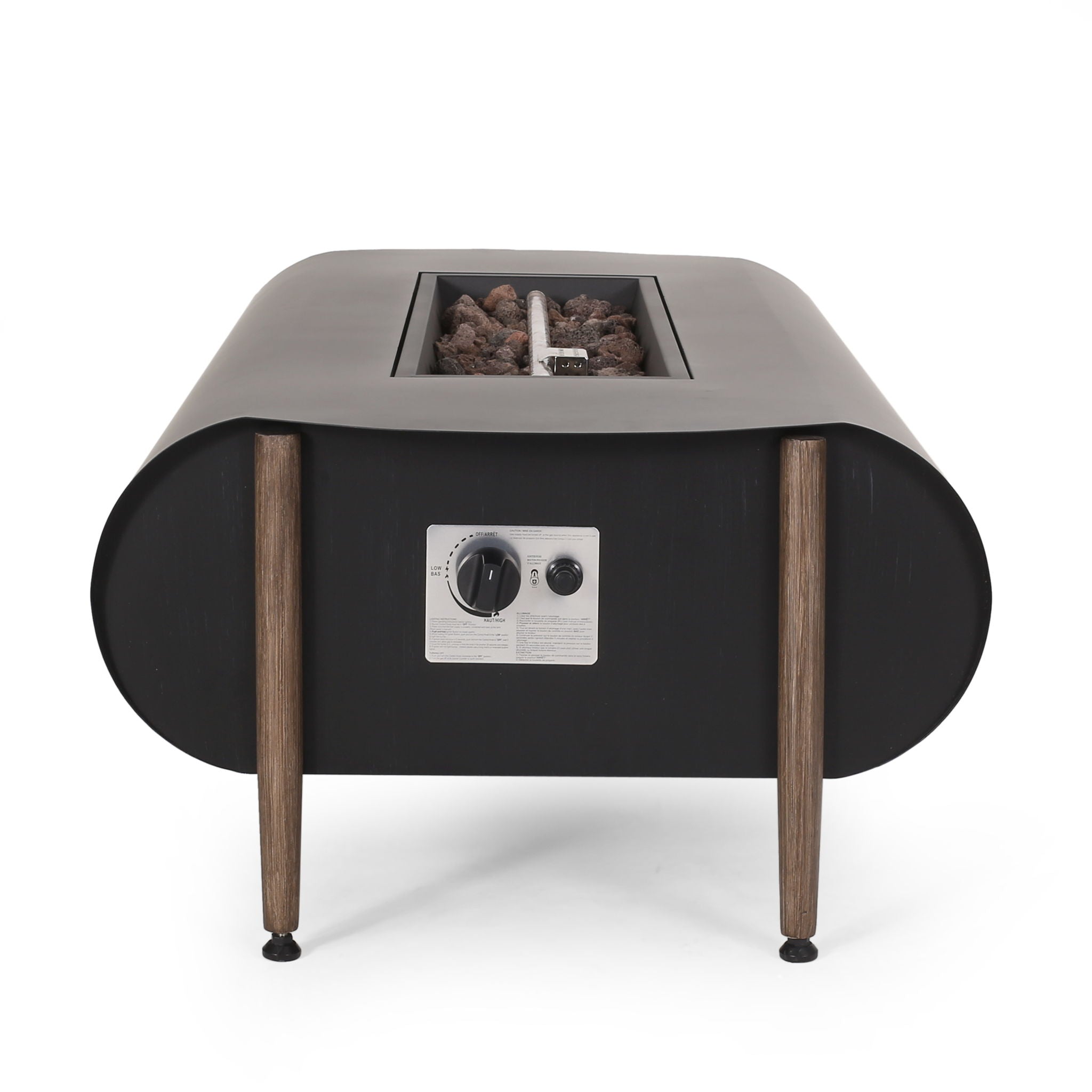 Vernon - Rectangle Fire Pit 50, 000 Btu - Dark Gray