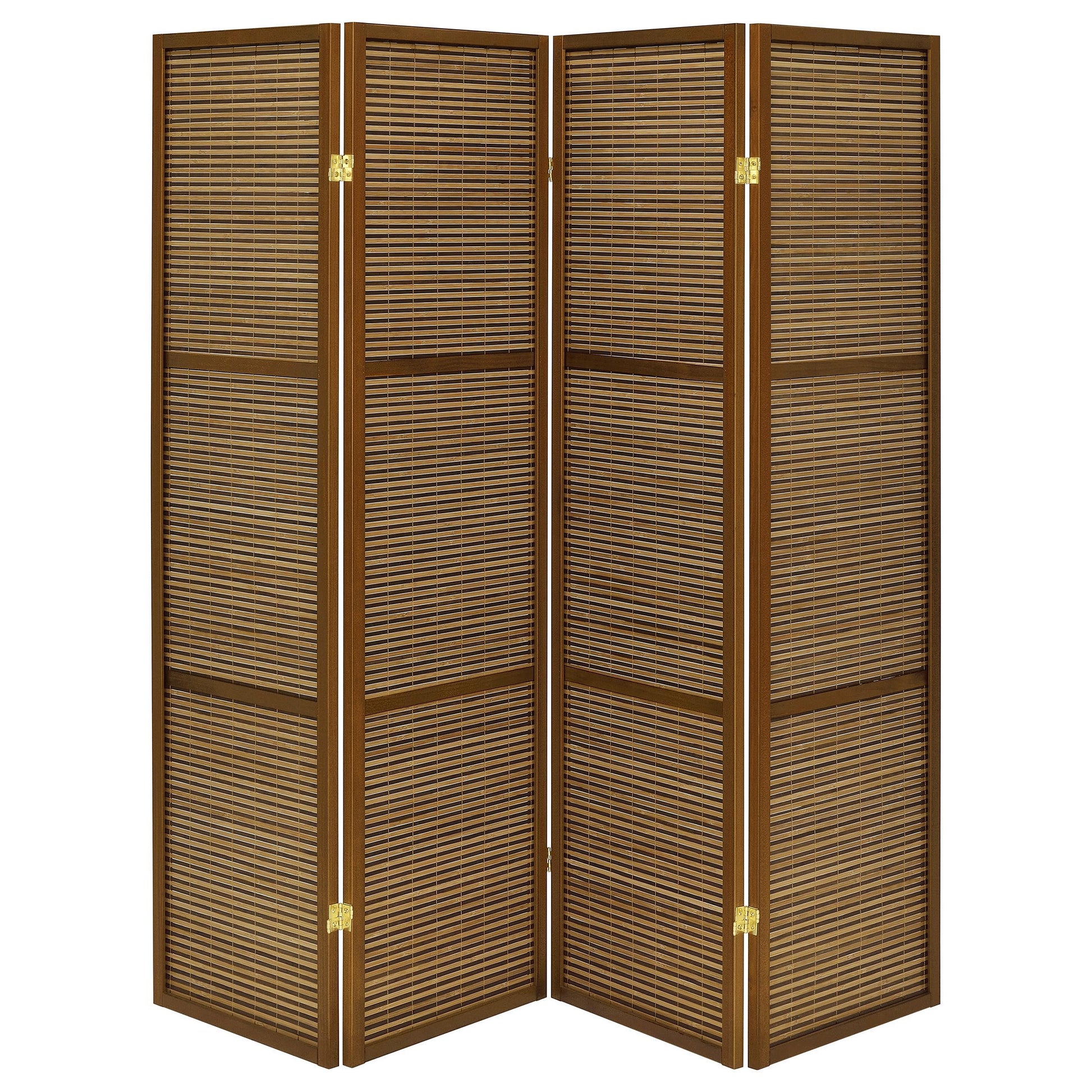 Coaster Fine Furniture Browning - 4-Panel Bamboo Room Divider Folding Screen - Walnut | Meri Furniture