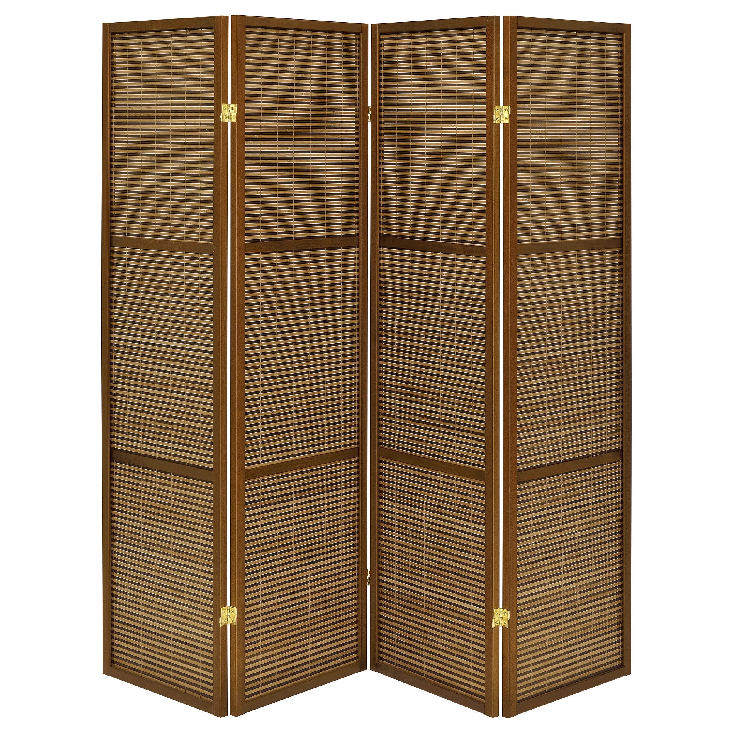 Coaster Fine Furniture Browning - 4-Panel Bamboo Room Divider Folding Screen - Walnut | Meri Furniture