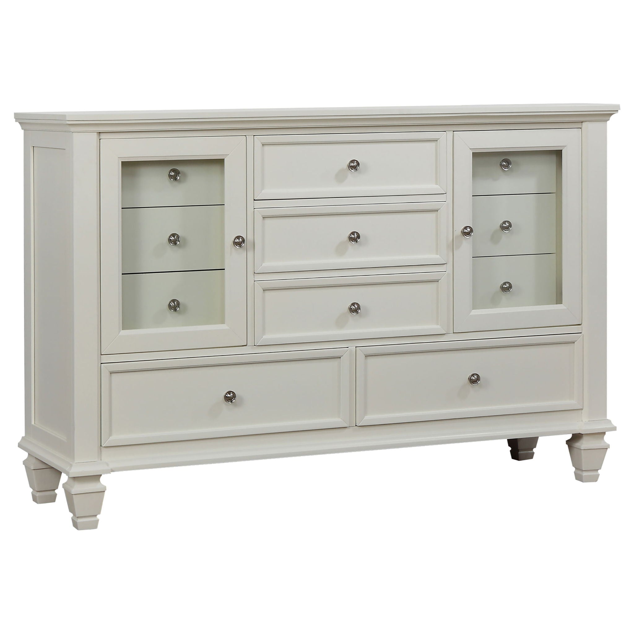 Cortina - 4 Piece Queen Bedroom Set With Ornate Panels And Storage - Cream White
