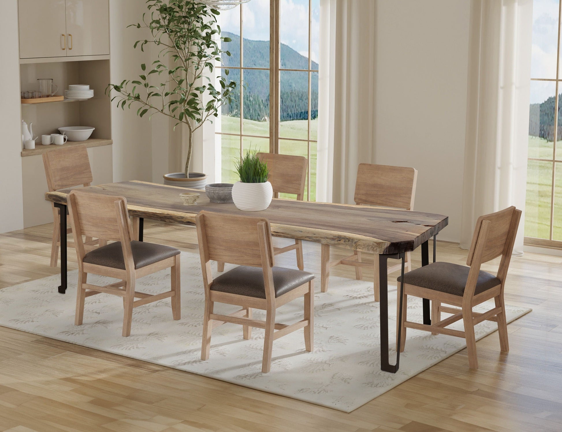 International Furniture Direct Natural Parota - Rectangular Table (Live Edge) - Light Brown | Meri Furniture