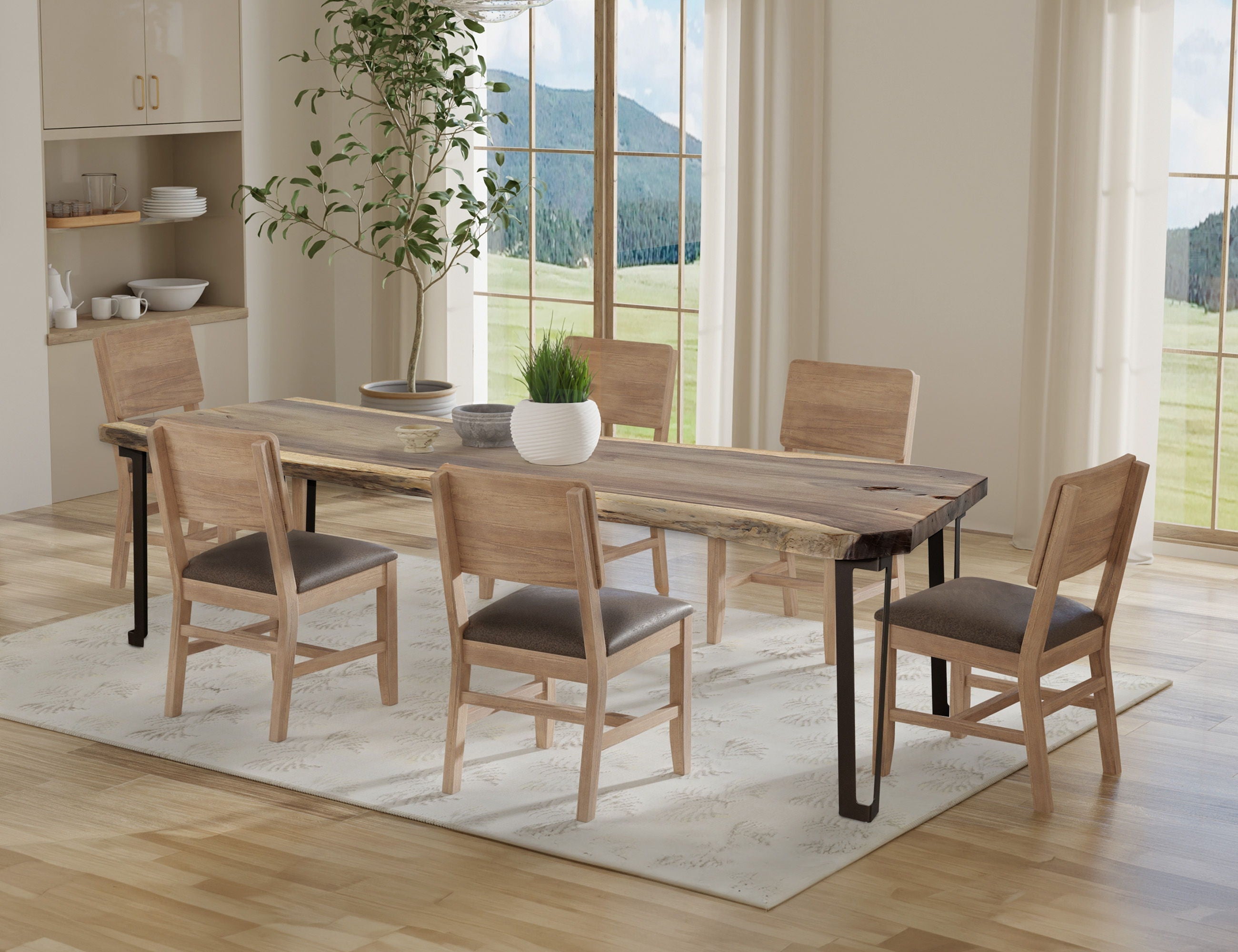 International Furniture Direct Natural Parota - Rectangular Table (Live Edge) - Light Brown | Meri Furniture