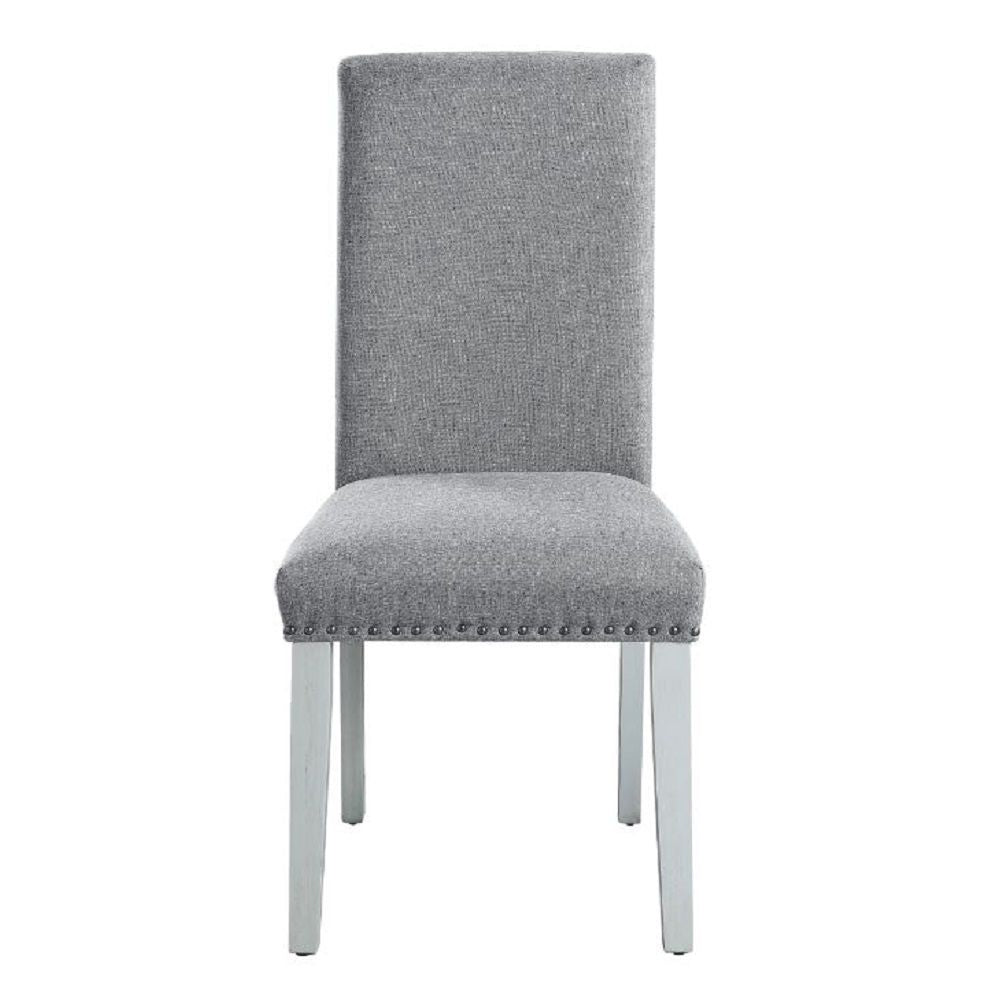 Lanton - Side Chair Set of 2) - Gray Linen & Antique White
