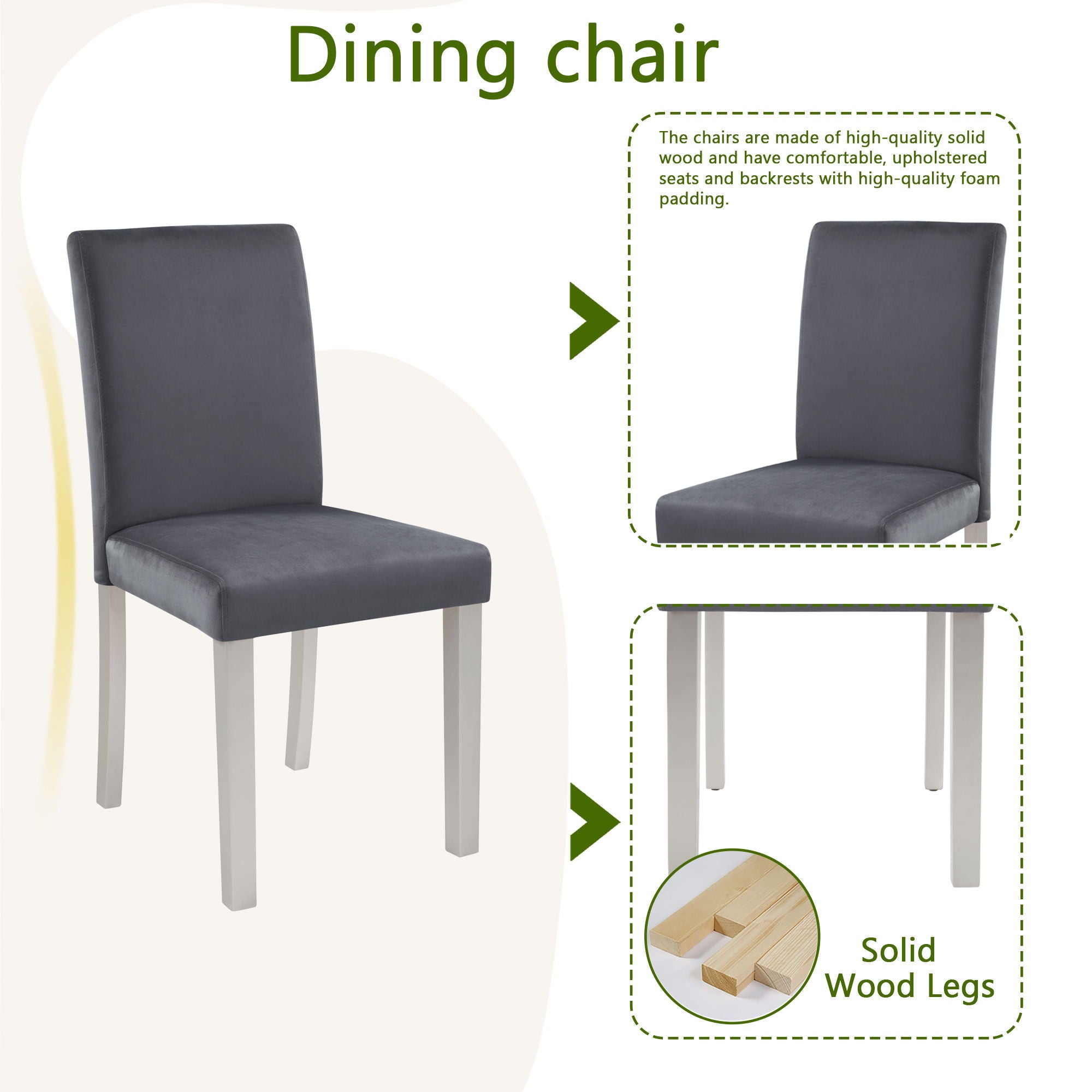 Dining Table Set, Table With A Rectangular Table And Upholstered Chairs