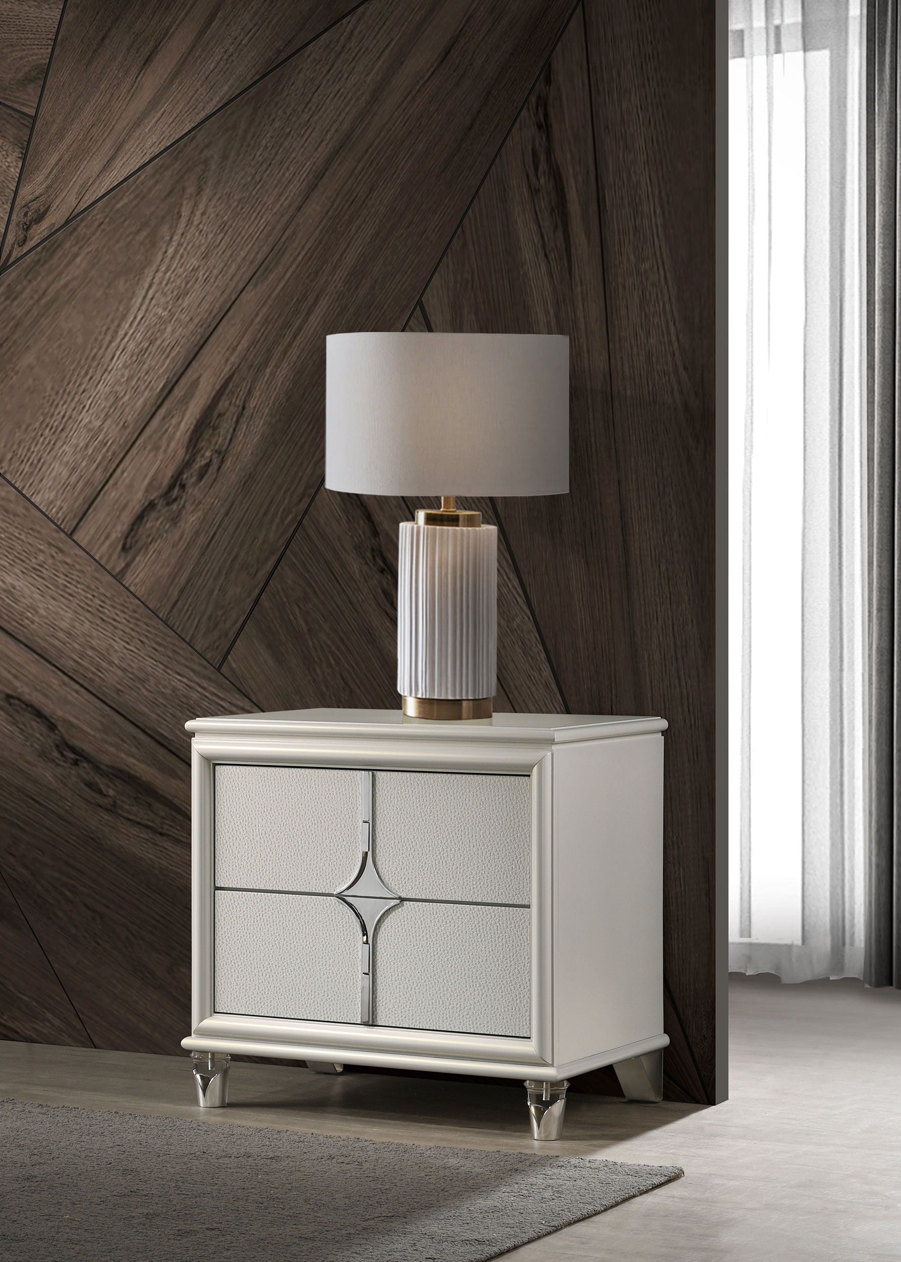 Coaster Fine Furniture Olivia - 2-Drawer Nightstand Bedside Table - Pearl White | Meri Furniture