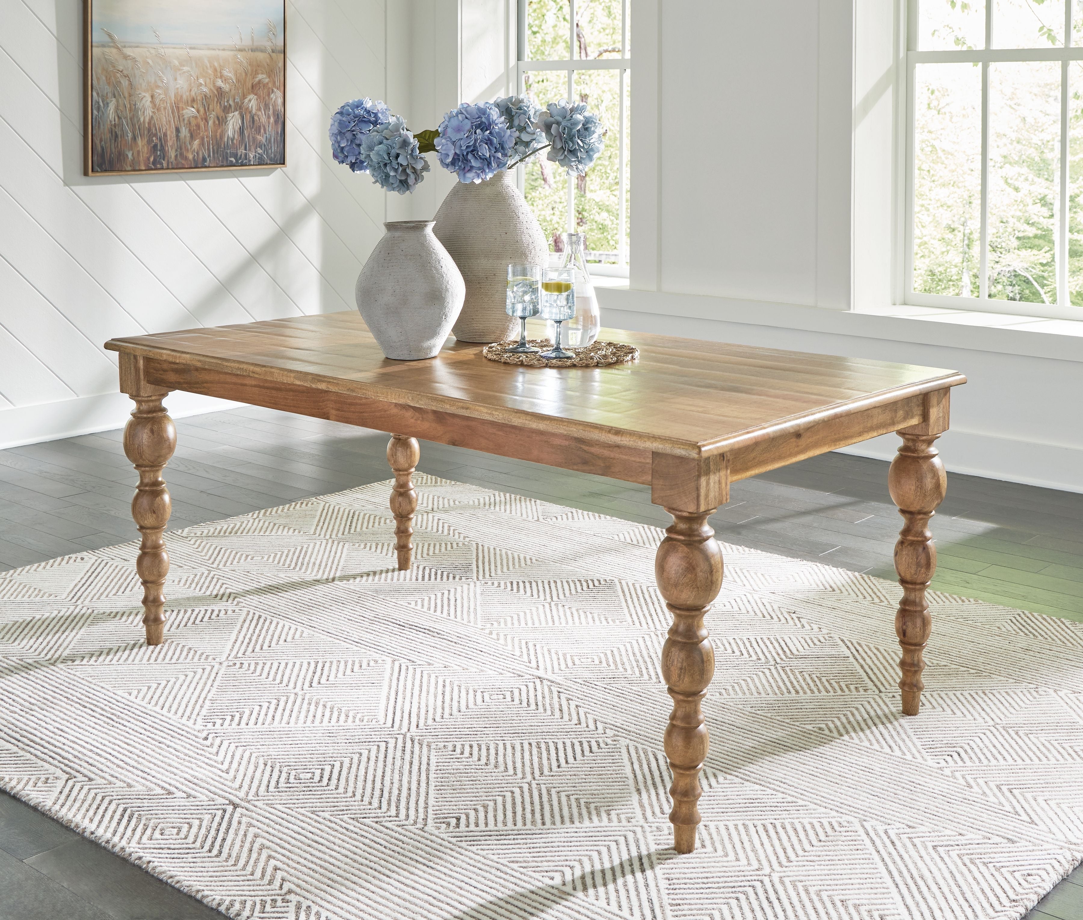 Signature Design by Ashley® Rybergston - Light Brown - Rectangular Dining Room Table | Meri Furniture