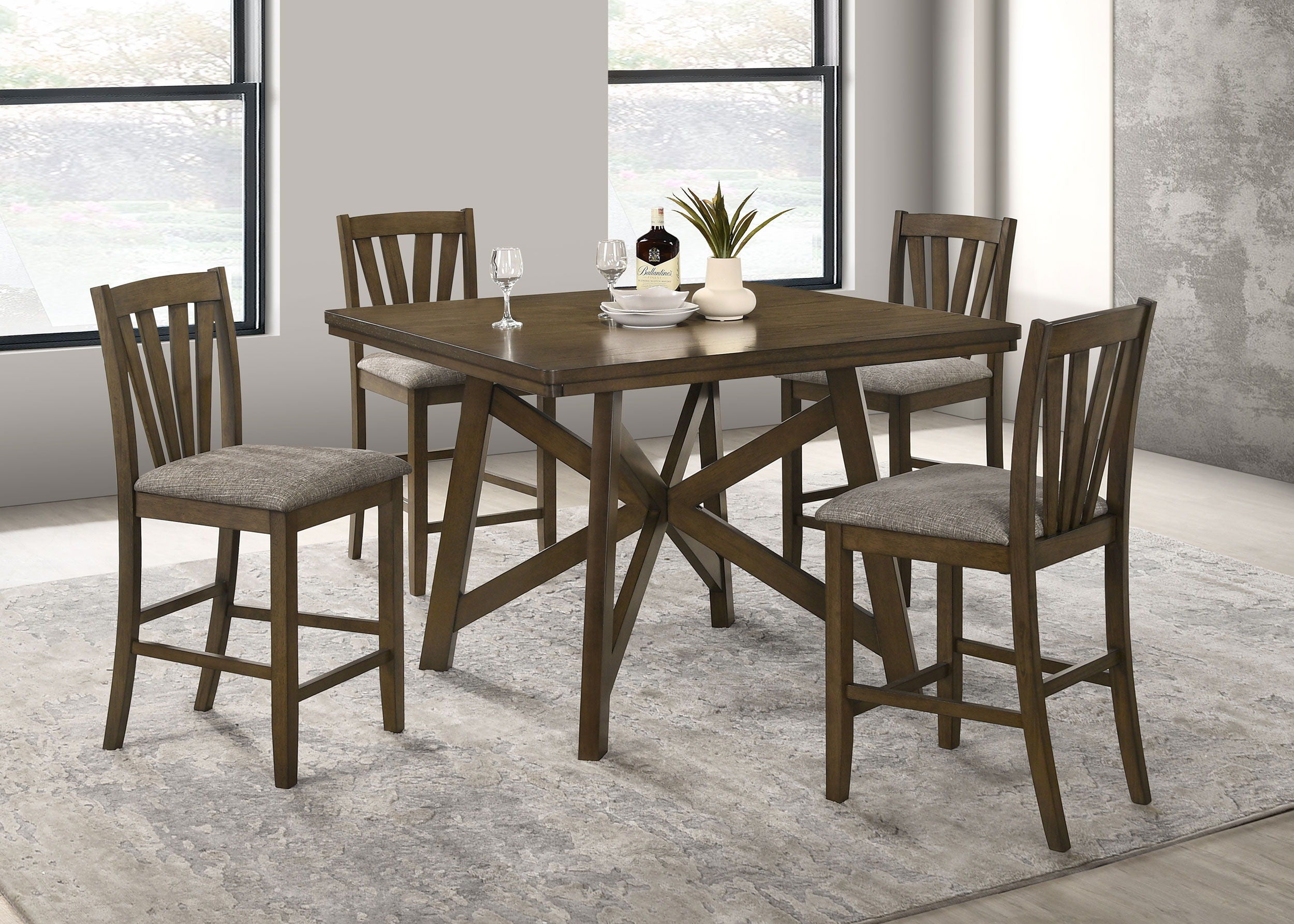 Coaster Fine Furniture Canfield - 5-Piece Counter Height Dining Set - Brown | Meri Furniture