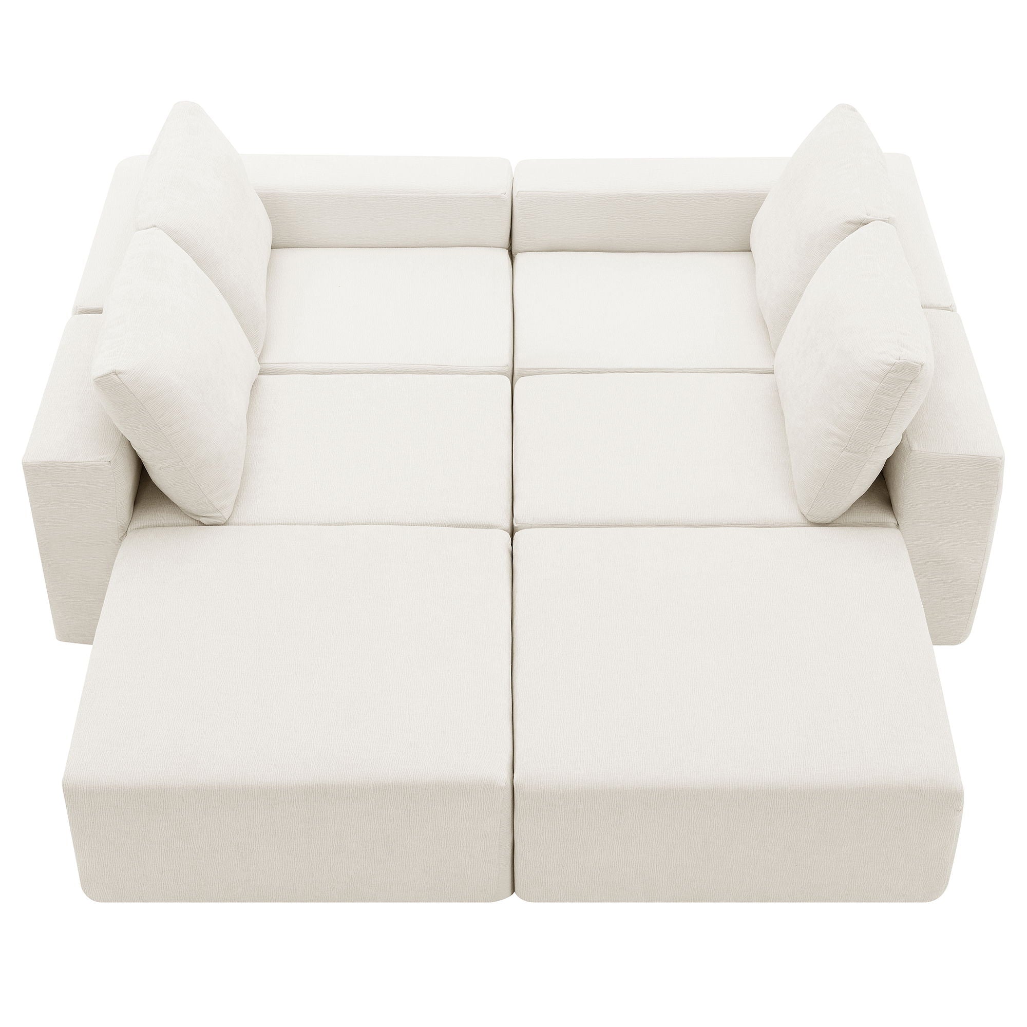 Modular U Shaped Sectional With Ottomans, Luxury Cloud Floor Couch With Deep Seat Fully Compressed Upholstered Sofa