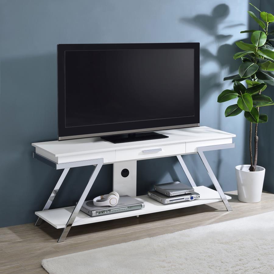 Coaster Fine Furniture Marcia - 1-Drawer Wood TV Stand - White High Gloss | Meri Furniture