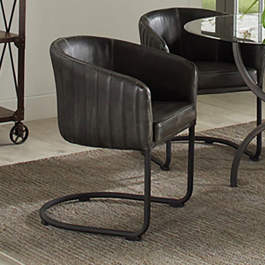 Coaster Fine Furniture Banner - Leatherette Upholstered Dining Arm Chair - Anthracite | Meri Furniture